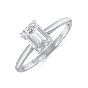 0.75ct Ophelia Emerald Cut Diamond Solitaire Engagement Ring | 18ct White Gold