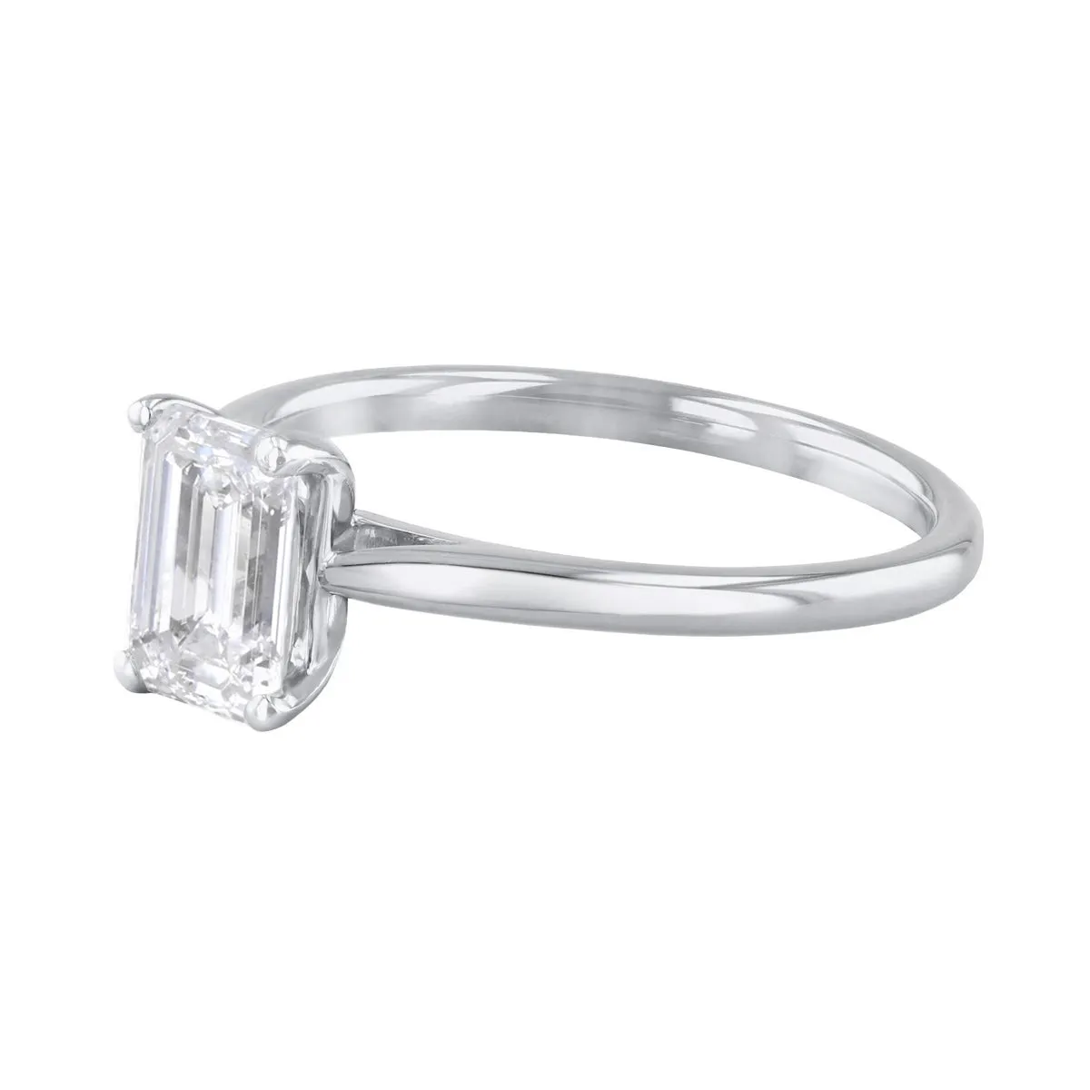 0.75ct Ophelia Emerald Cut Diamond Solitaire Engagement Ring | 18ct White Gold