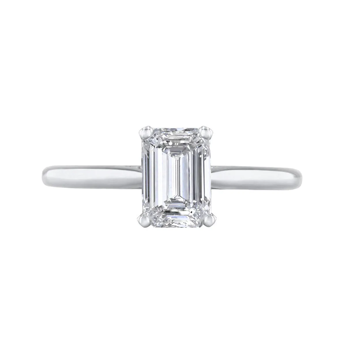 0.75ct Ophelia Emerald Cut Diamond Solitaire Engagement Ring | 18ct White Gold