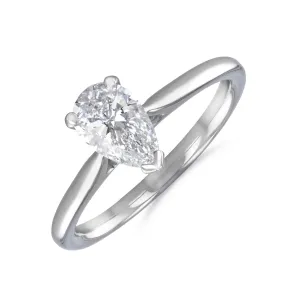 0.75ct Ophelia Pear Cut Diamond Solitaire Engagement Ring | 18ct White Gold