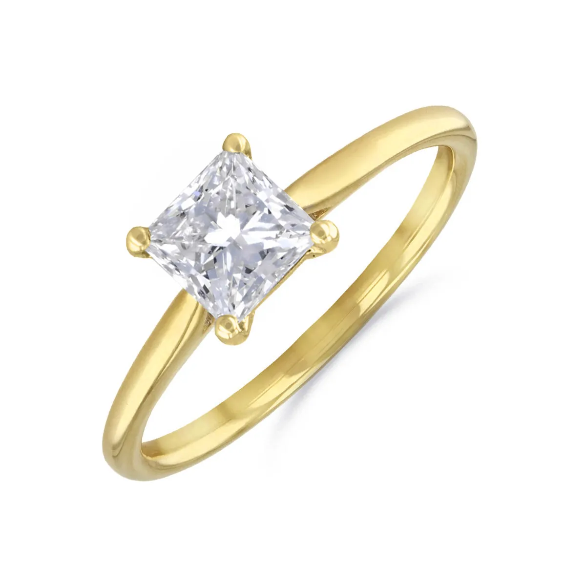 0.75ct Ophelia Princess Cut Diamond Solitaire Engagement Ring | 18ct Yellow Gold