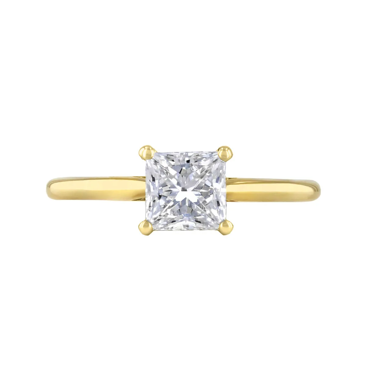 0.75ct Ophelia Princess Cut Diamond Solitaire Engagement Ring | 18ct Yellow Gold