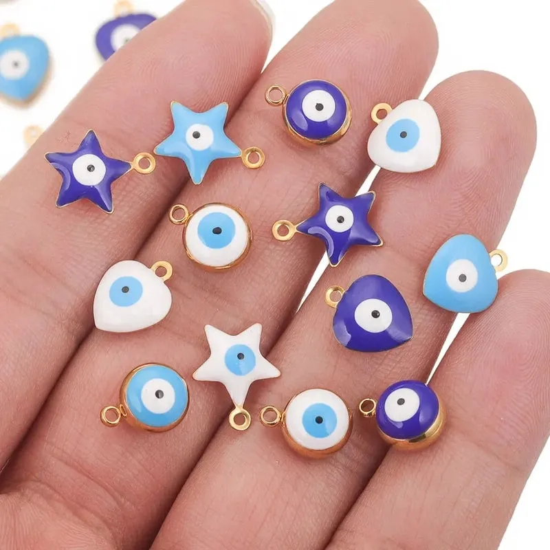 10 PCS/Package Diameter 5mm Diameter 6 Mm Diameter 8mm 304 Stainless Steel Star Heart Shape Eye Pendant