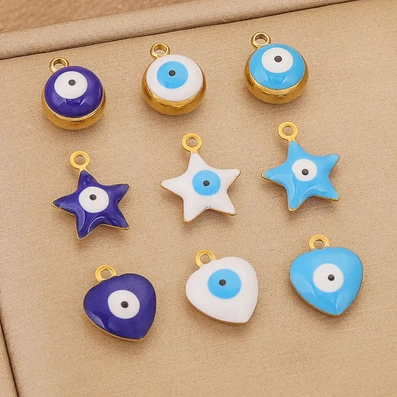 10 PCS/Package Diameter 5mm Diameter 6 Mm Diameter 8mm 304 Stainless Steel Star Heart Shape Eye Pendant