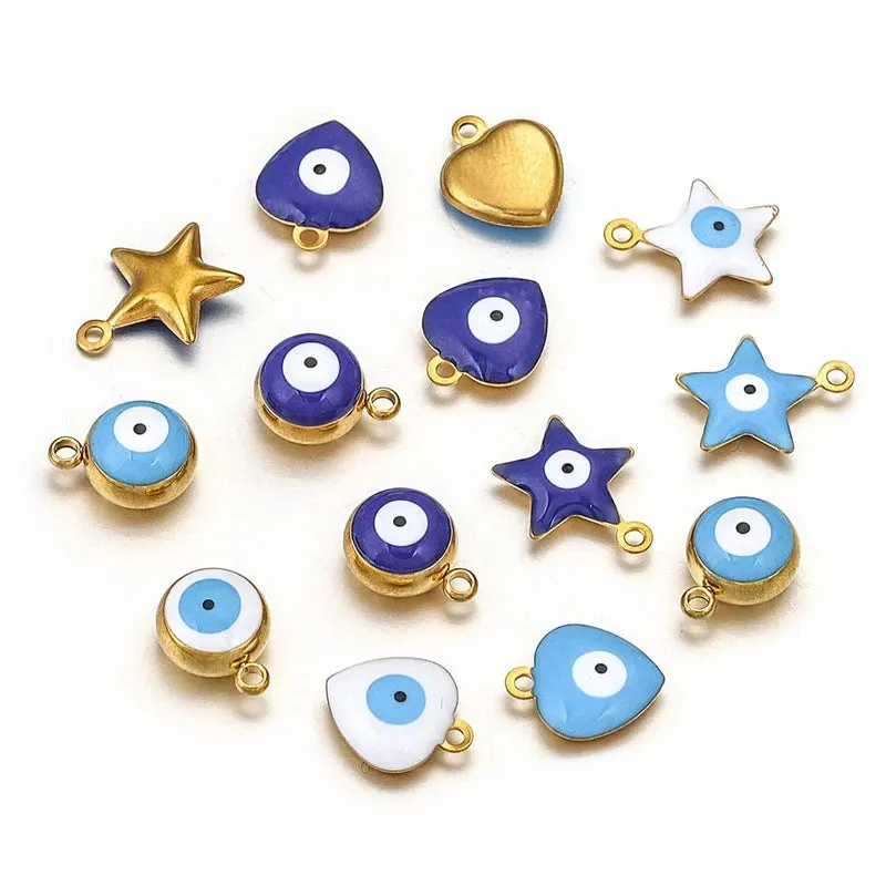 10 PCS/Package Diameter 5mm Diameter 6 Mm Diameter 8mm 304 Stainless Steel Star Heart Shape Eye Pendant