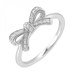 10K White Gold 0.15ctw Diamond Bow Ring