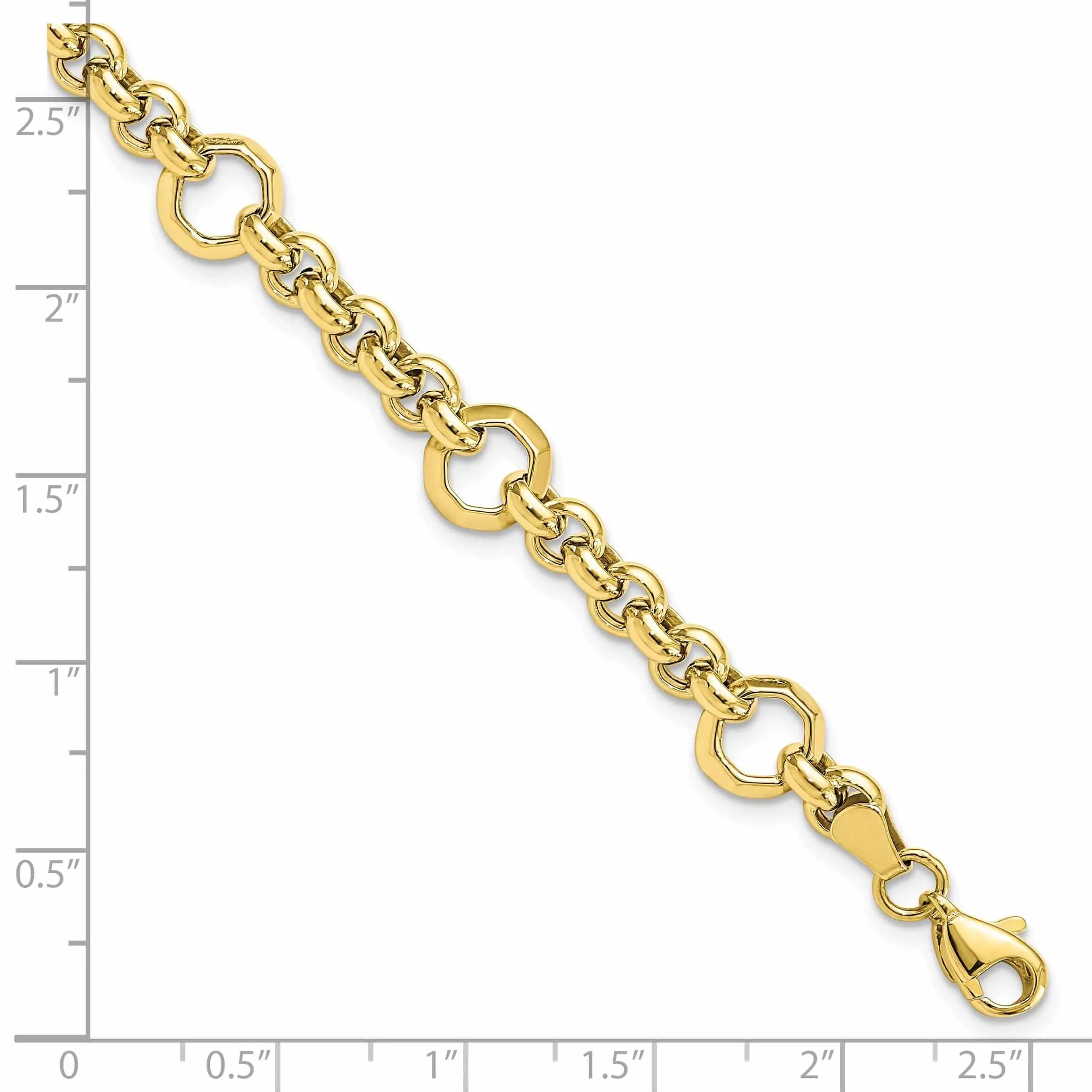 10k Yellow Gold Polished Diamond Cut Bracelet