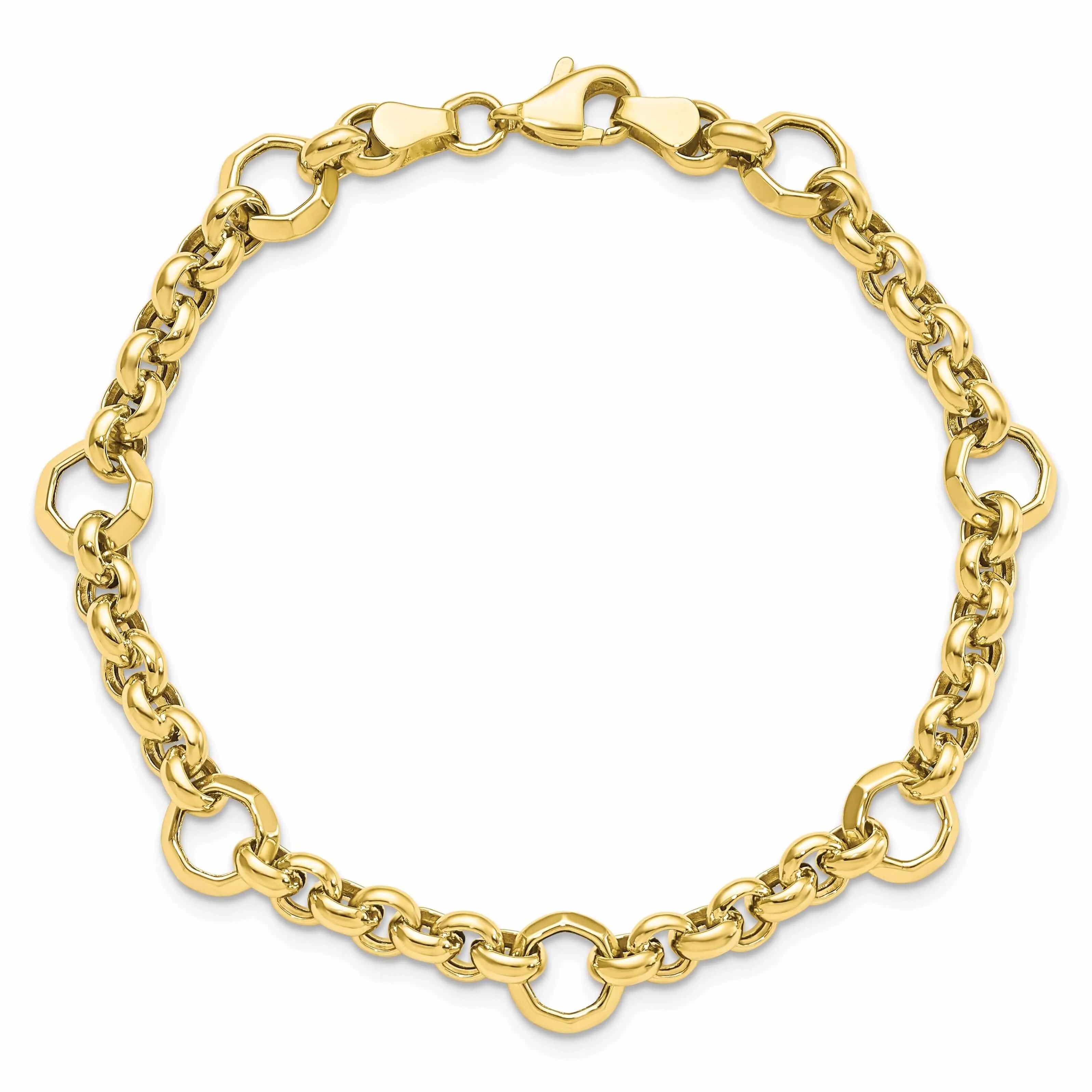 10k Yellow Gold Polished Diamond Cut Bracelet