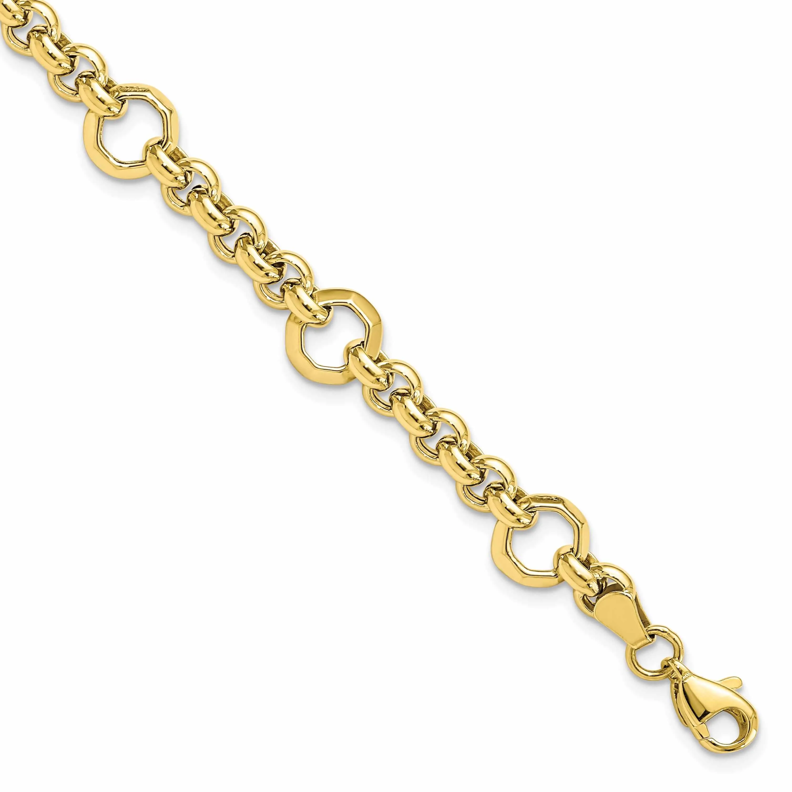 10k Yellow Gold Polished Diamond Cut Bracelet