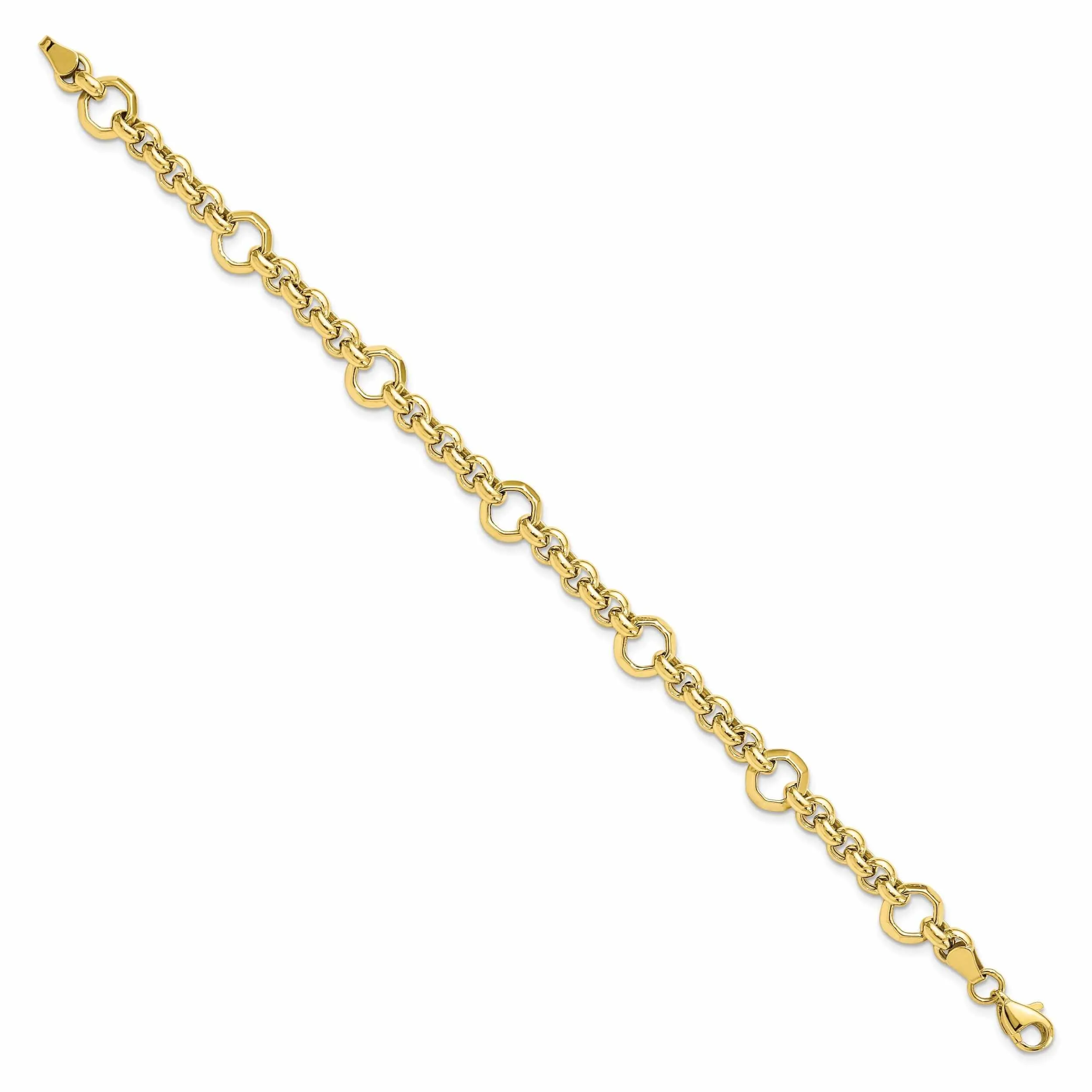 10k Yellow Gold Polished Diamond Cut Bracelet