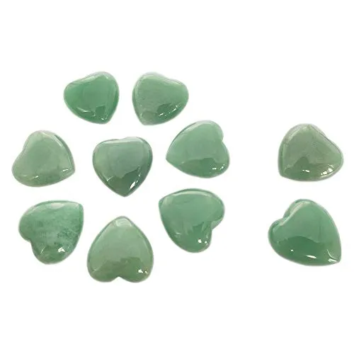 10Pcs Natural Polished Love Heart Shaped Healing Palm Green Aventurine Quartz Crystal Stone Shiny Carved Reiki Specimens Gemstone Adorn Decoration 0.99X0.99X0.47 inch (10Pcs Green Aventurine)