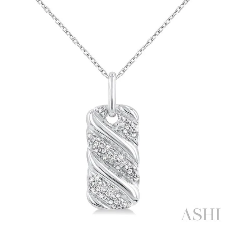 1/10 Ctw Bold Ribbed Swirl Round Cut Diamond Bold Fashion Pendant With Chain in Sterling Silver