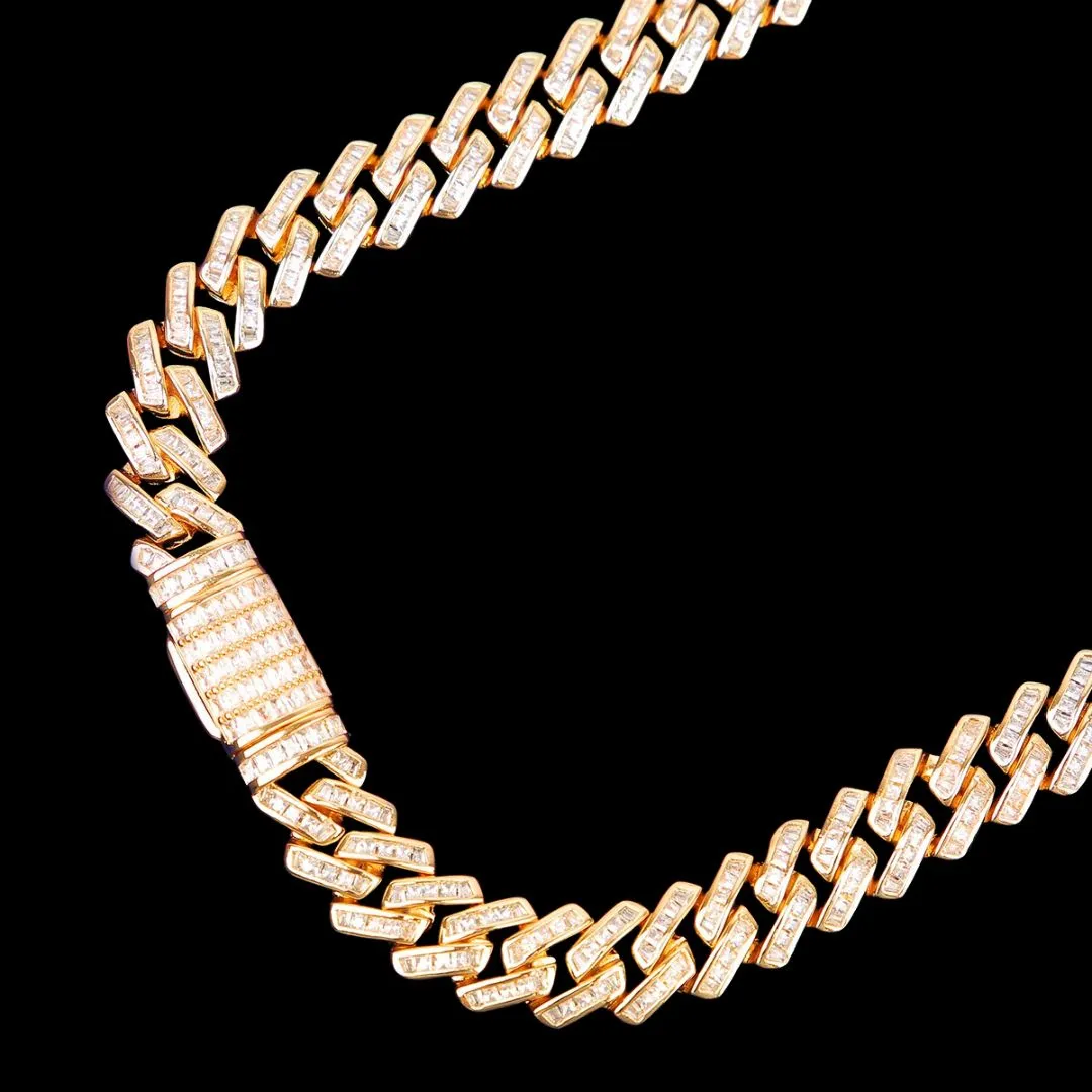 11MM Special Fully Baguette Iced Out Diamond Necklace Bracelet Set