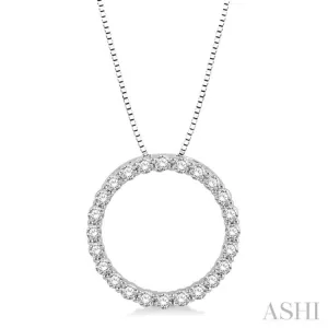 1/2 ctw Circle of Love Round Cut Diamond Pendant With Chain in 14K White Gold