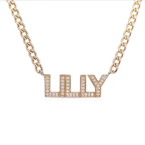 14K GOLD AND DIAMOND CHUNKY PERSONALIZED NECKLACE