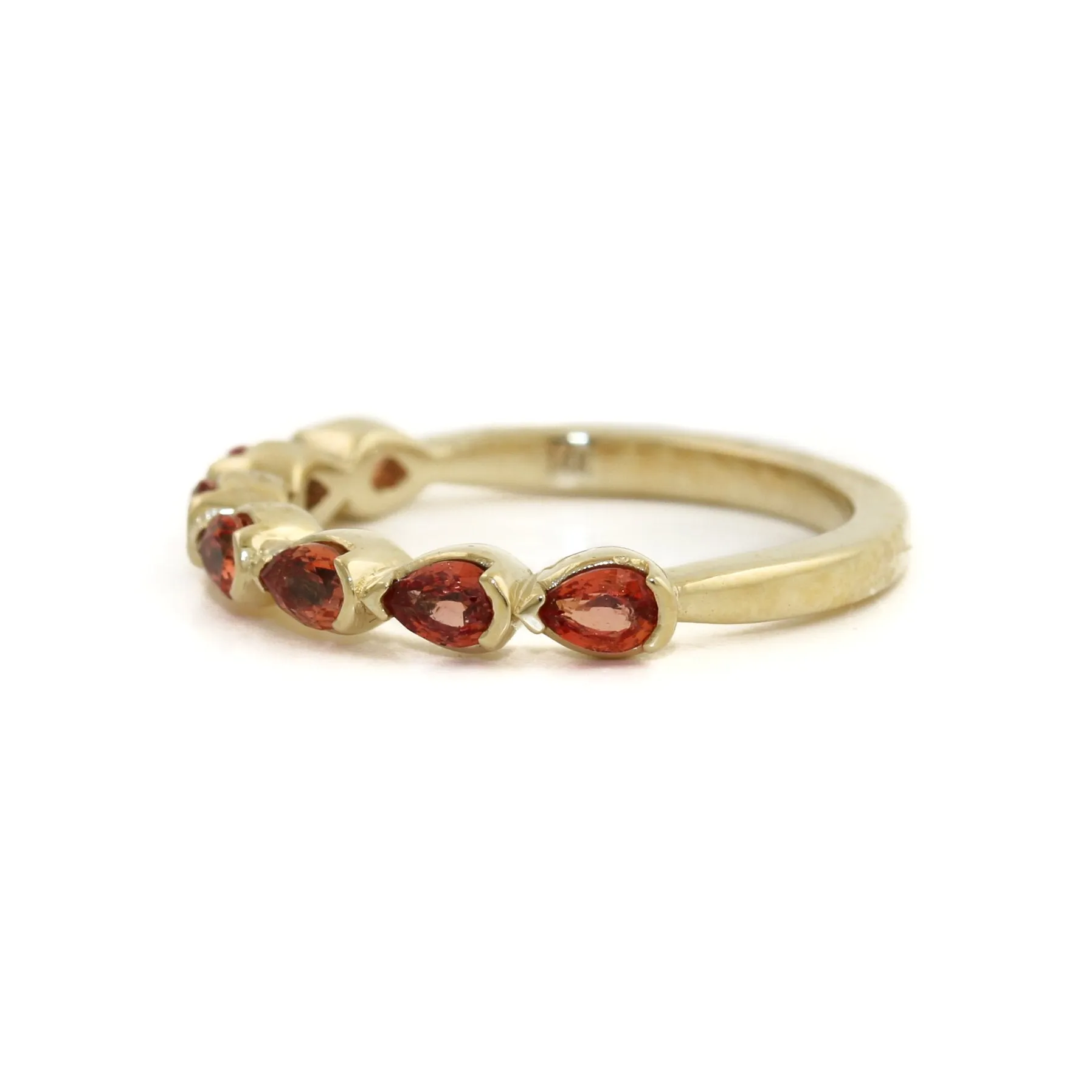 14K Gold Pear-Cut Padparadscha Sapphire Band