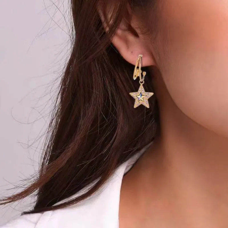 14K Gold-Plated Elegant Shiny Star Earrings