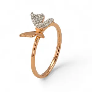 14K Rose gold diamonds butterfly ring-RG9889R