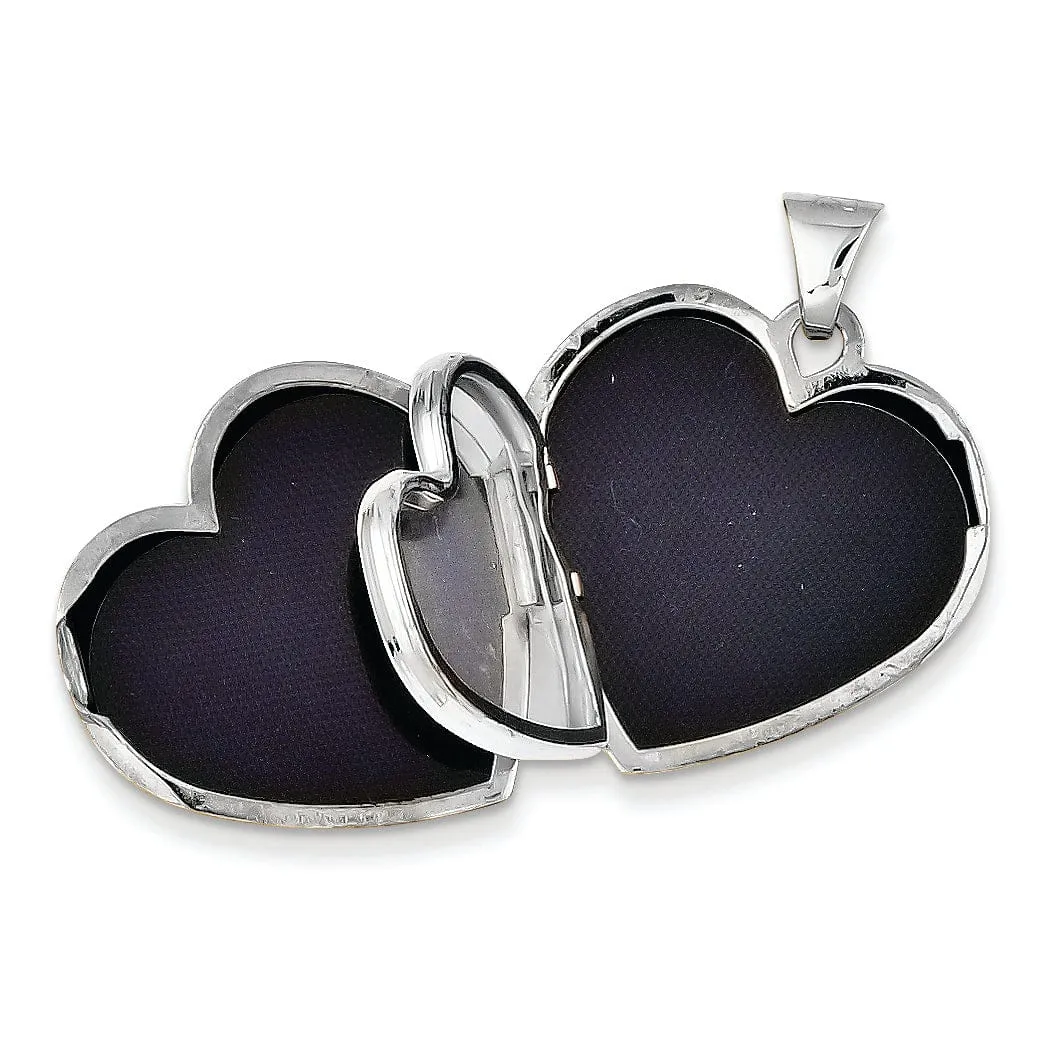 14k White Gold 21MM Heart Domed Family Locket