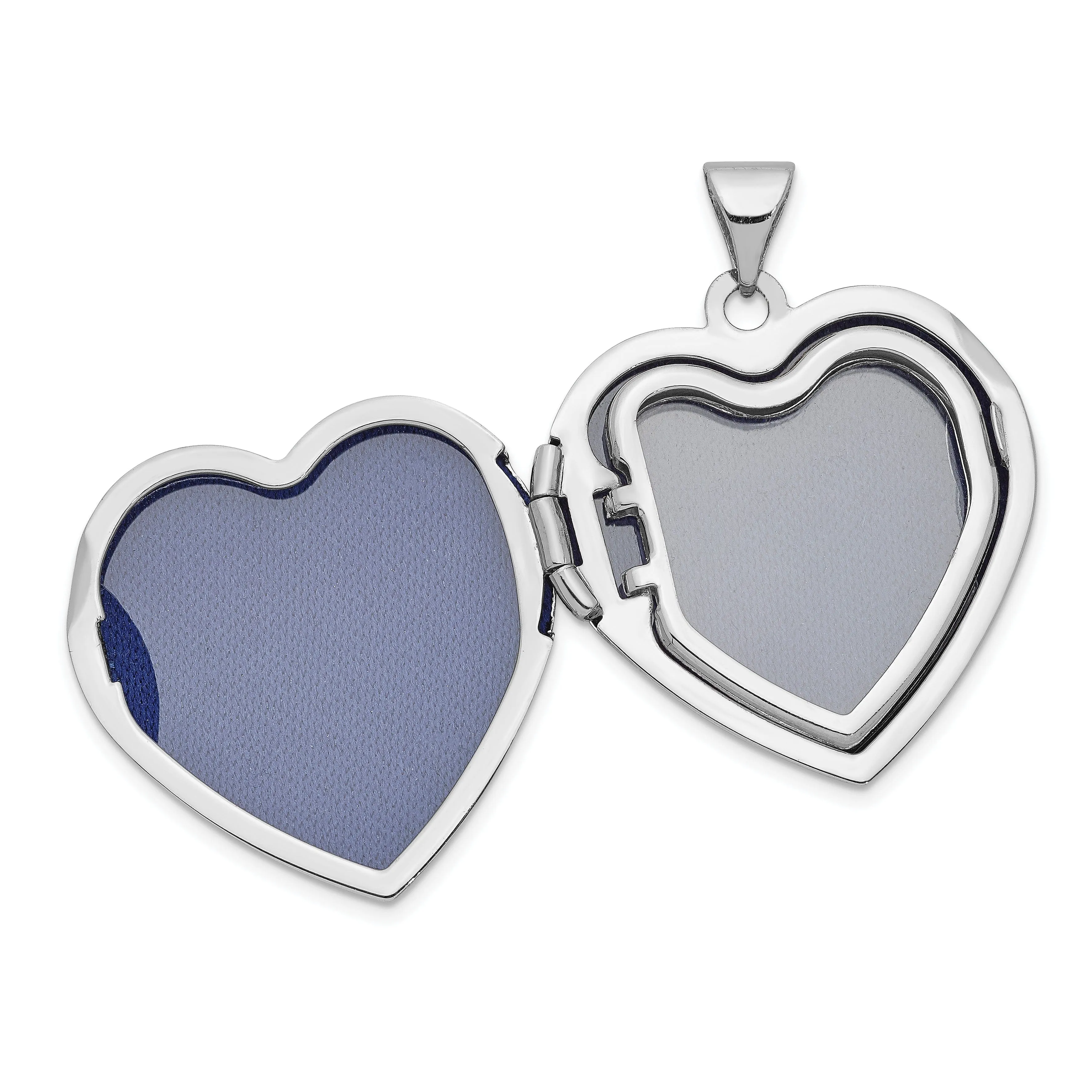 14k White Gold 21MM Heart Domed Family Locket