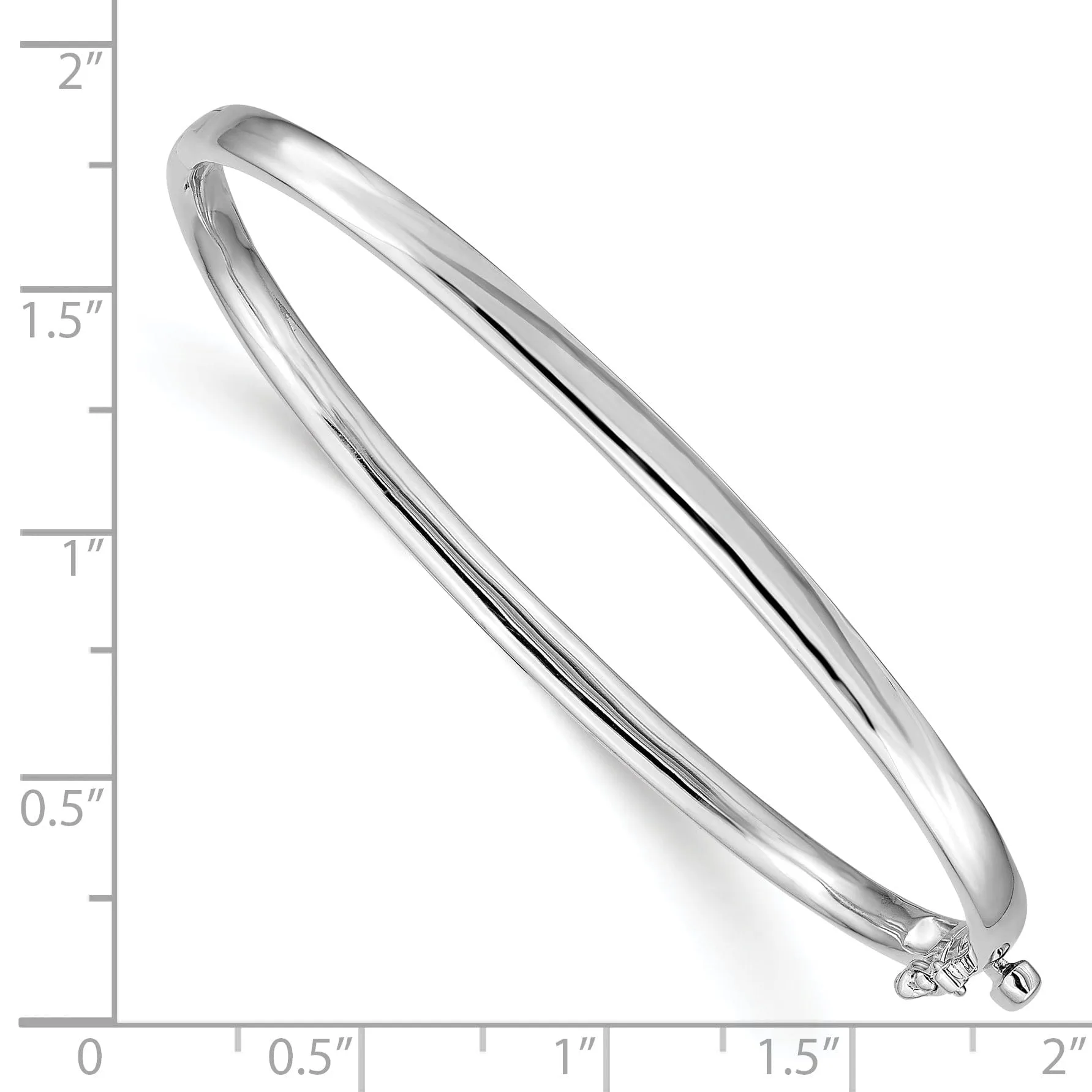 14k White Gold Casted Hinged Bangle Bracelet