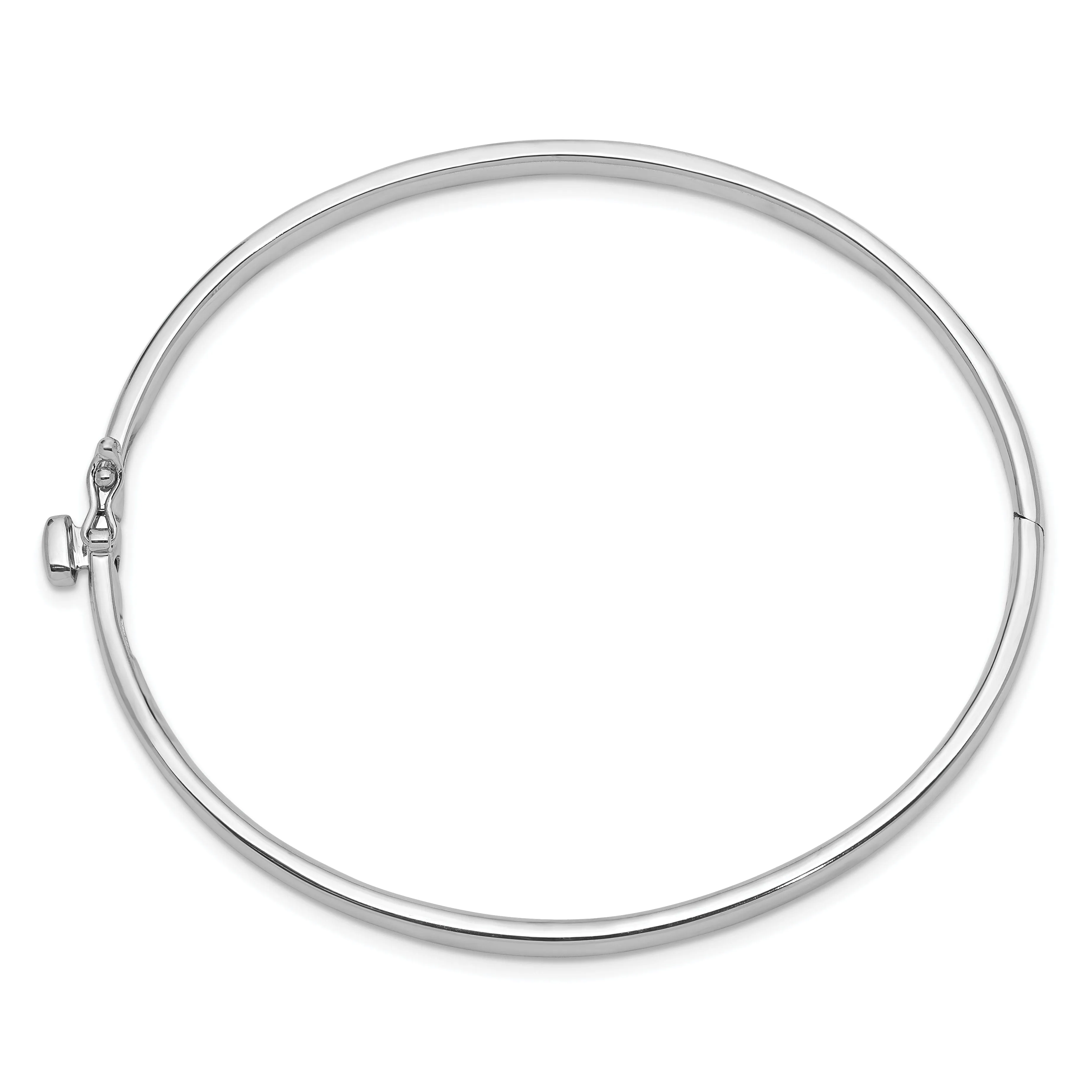 14k White Gold Casted Hinged Bangle Bracelet