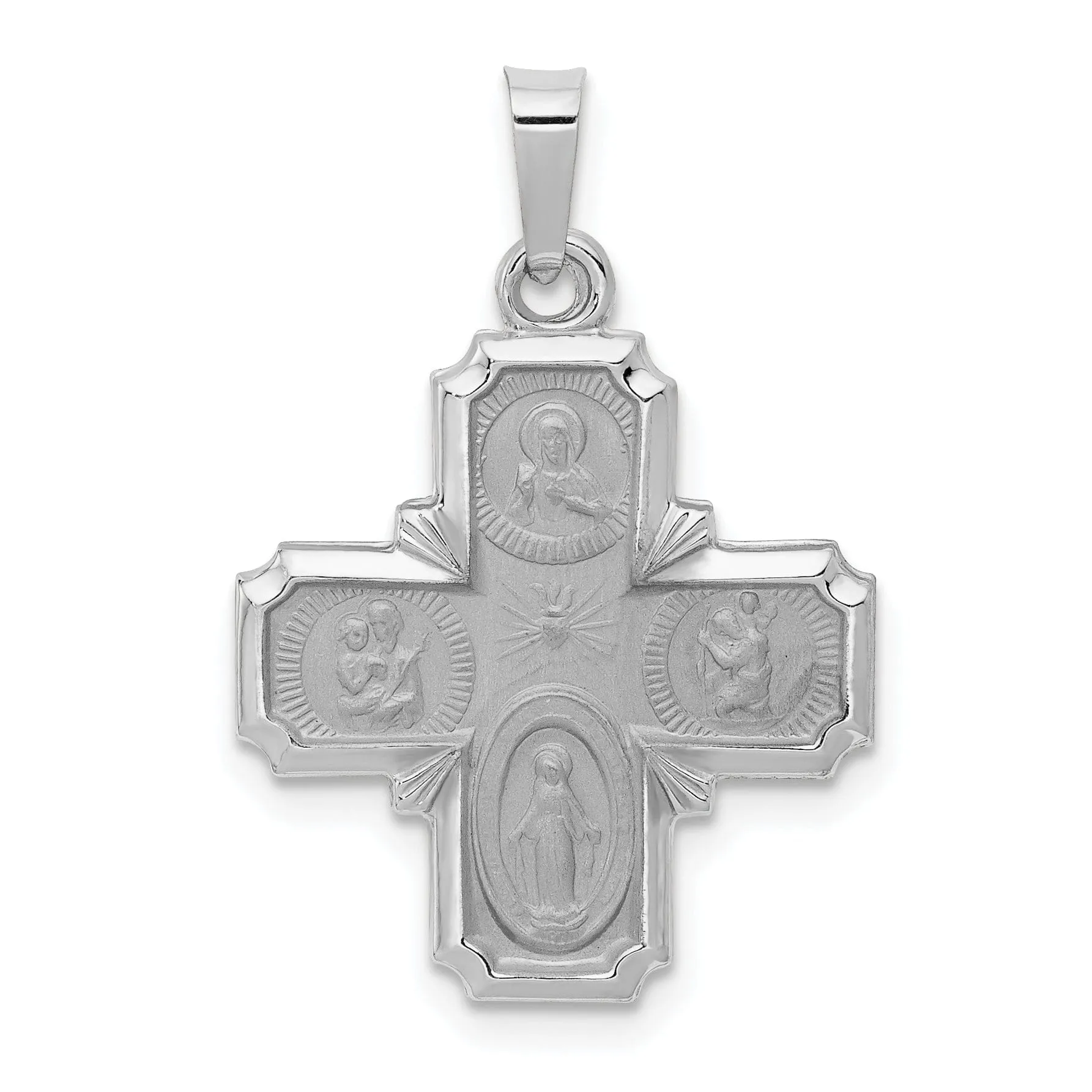 14k White Gold Four Way Medal Pendant