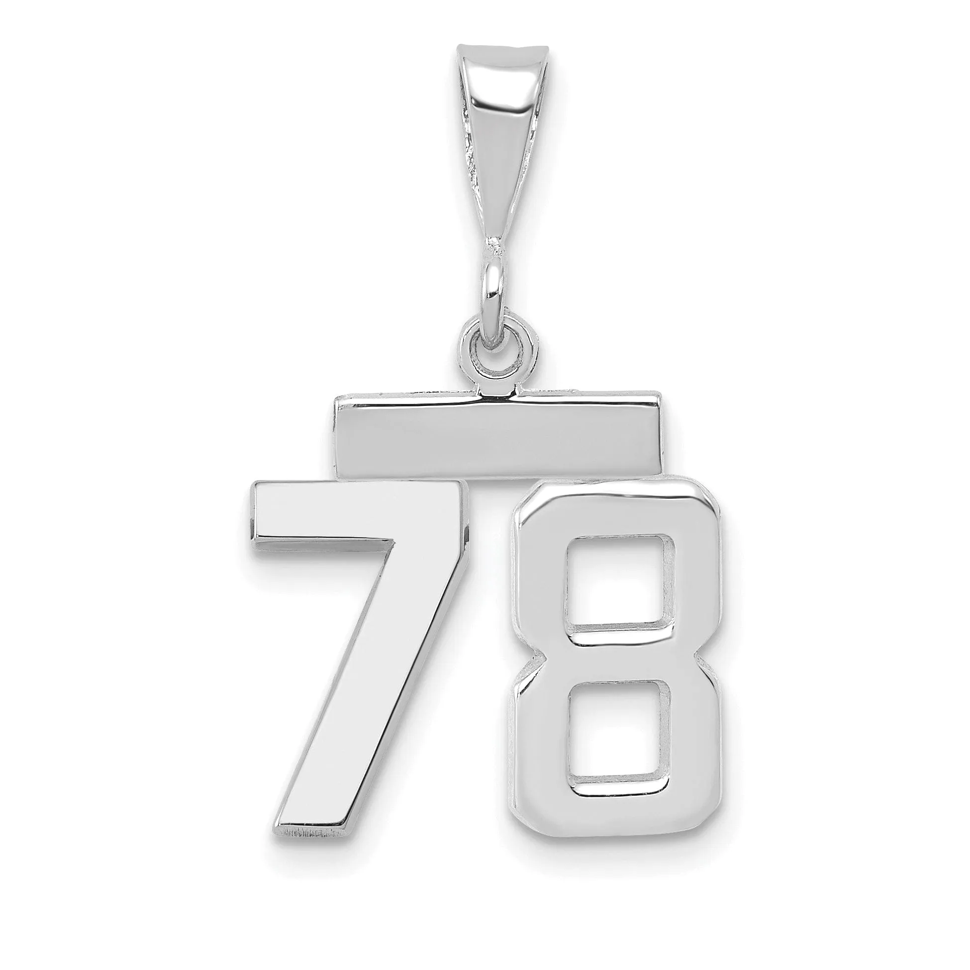 14k White Gold Polished Finish Small Size Number 78 Charm Pendant