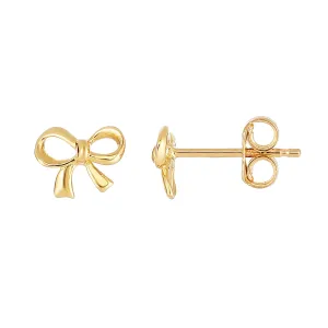 14K Yellow Gold Bow Tie Shape Stud Earrings