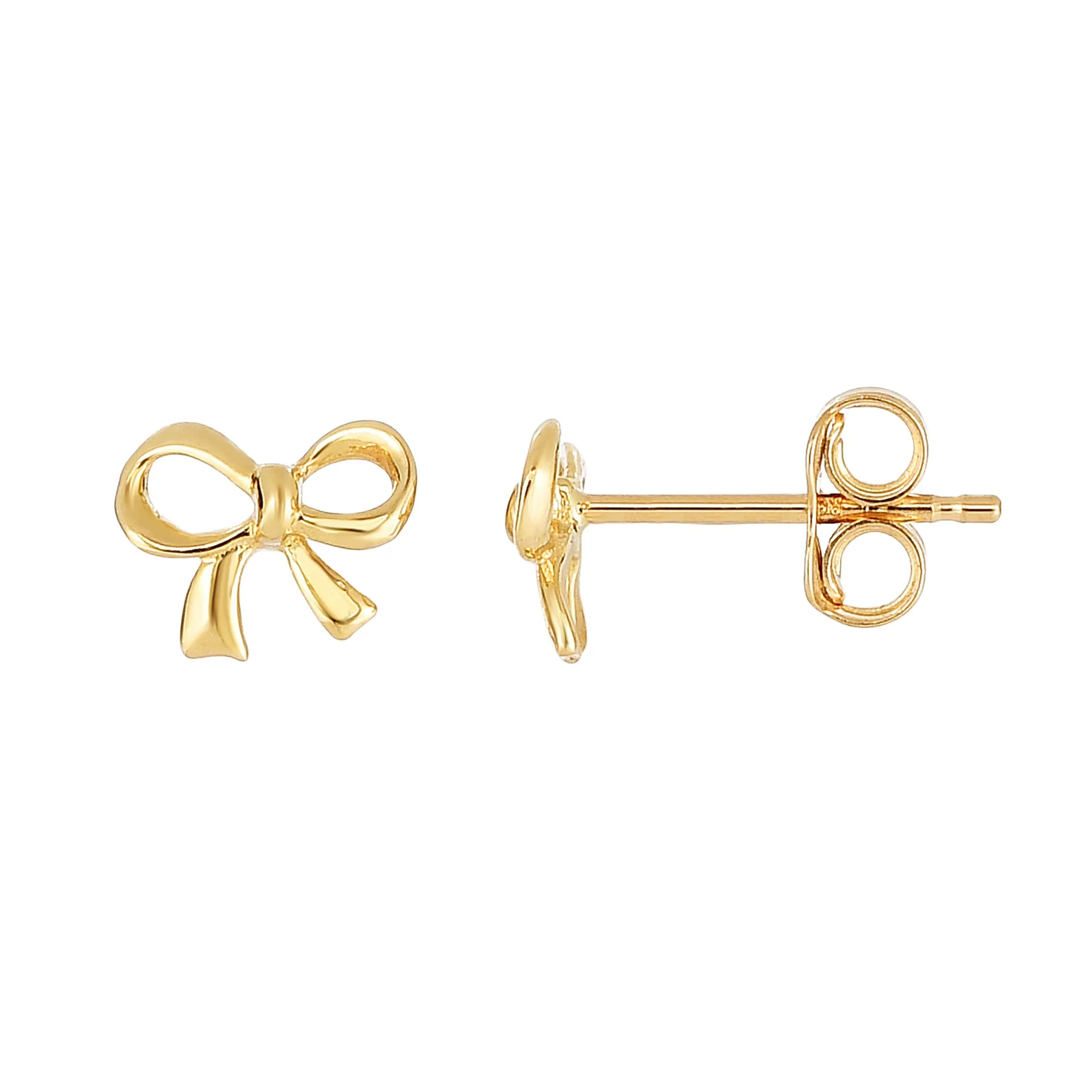 14K Yellow Gold Bow Tie Shape Stud Earrings