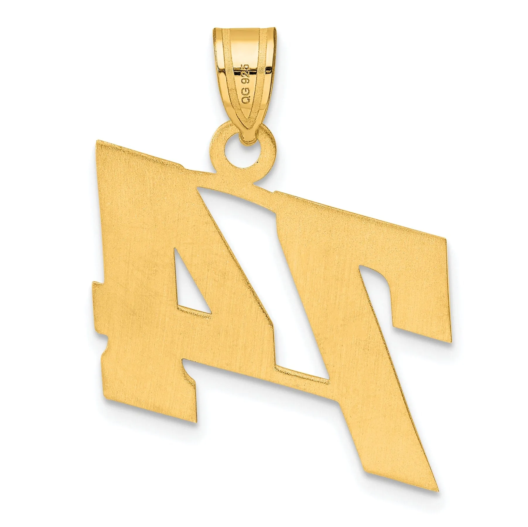 14k Yellow Gold Polished Finish Block Script Design Number 74 Charm Pendant