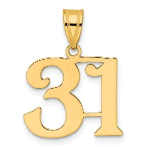 14k Yellow Gold Polished Finish Number 31 Charm Pendant