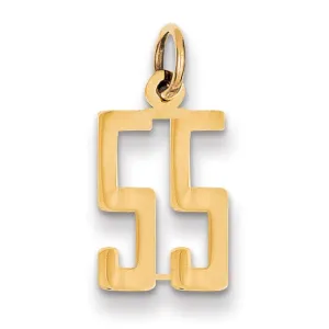 14K Yellow Gold Polished Finish Small Size Elongated Shape Number 55 Charm Pendant