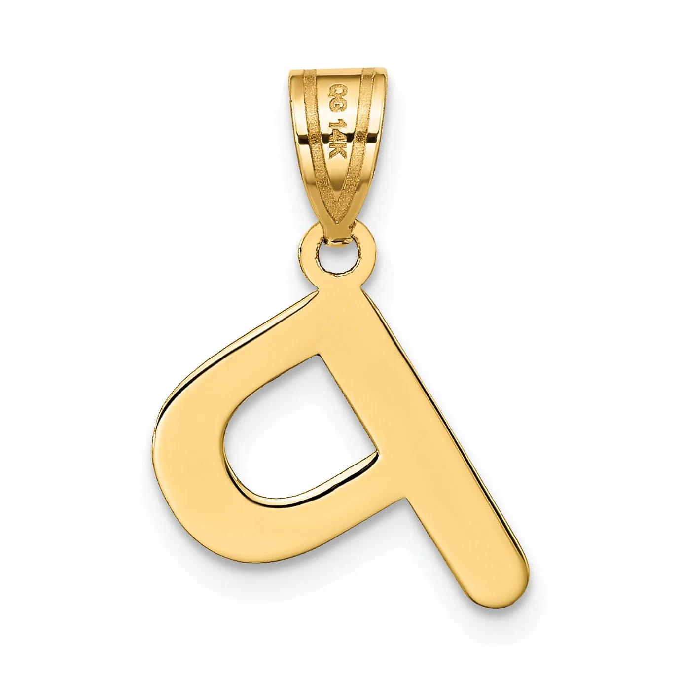 14k Yellow Gold Slanted Design Bubble Letter P Initial Pendant