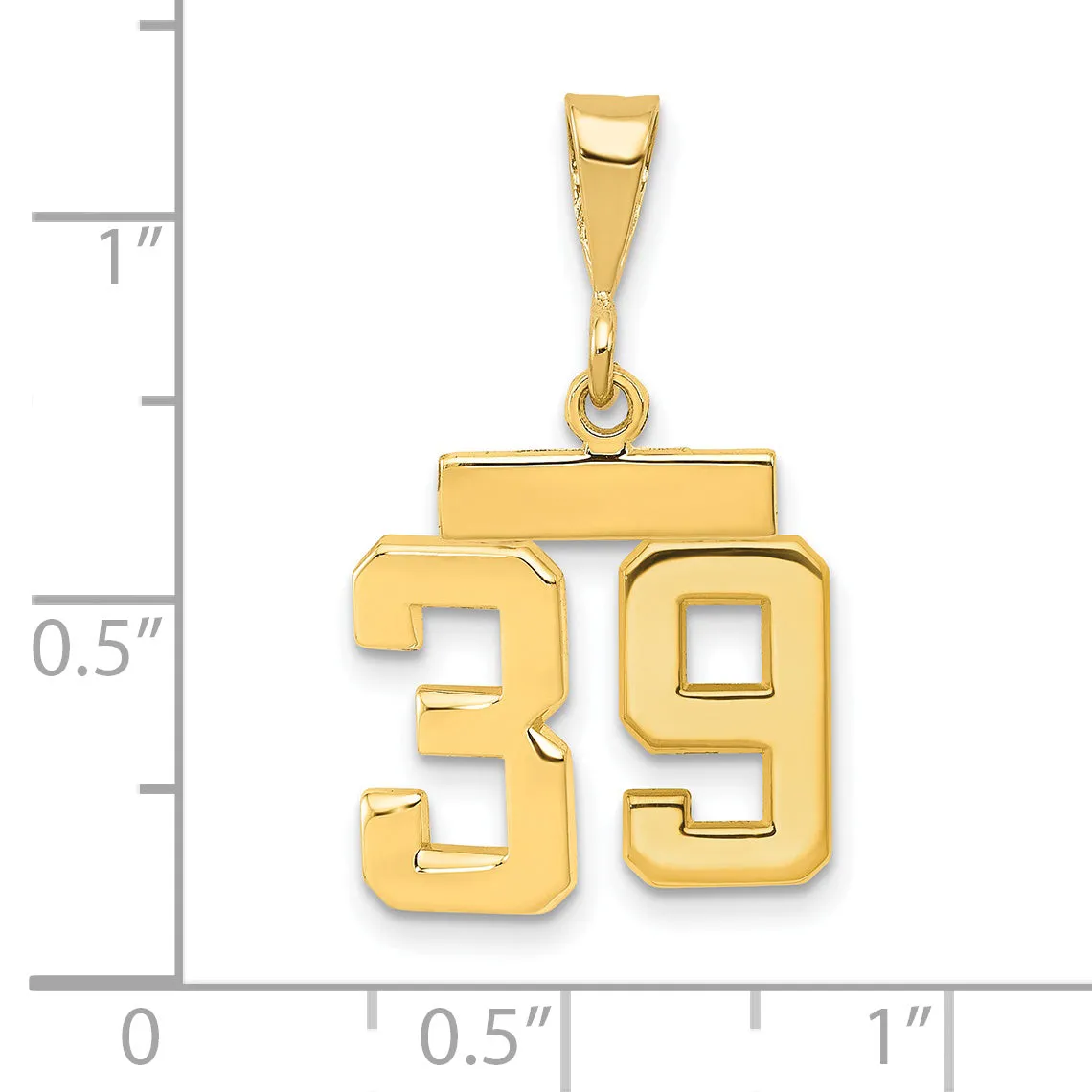 14k yellow gold small polished number 39 charm