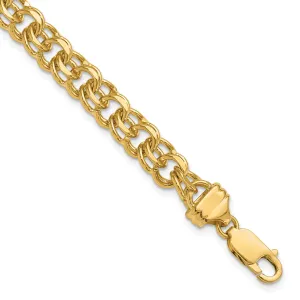 14k Yellow Gold Solid Double Link Charm Bracelet