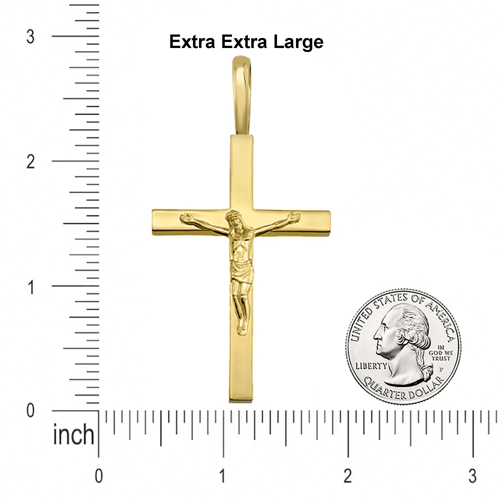 14k Yellow Gold Traditional Crucifix Pendant - 5 Sizes