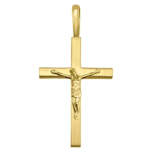 14k Yellow Gold Traditional Crucifix Pendant - 5 Sizes