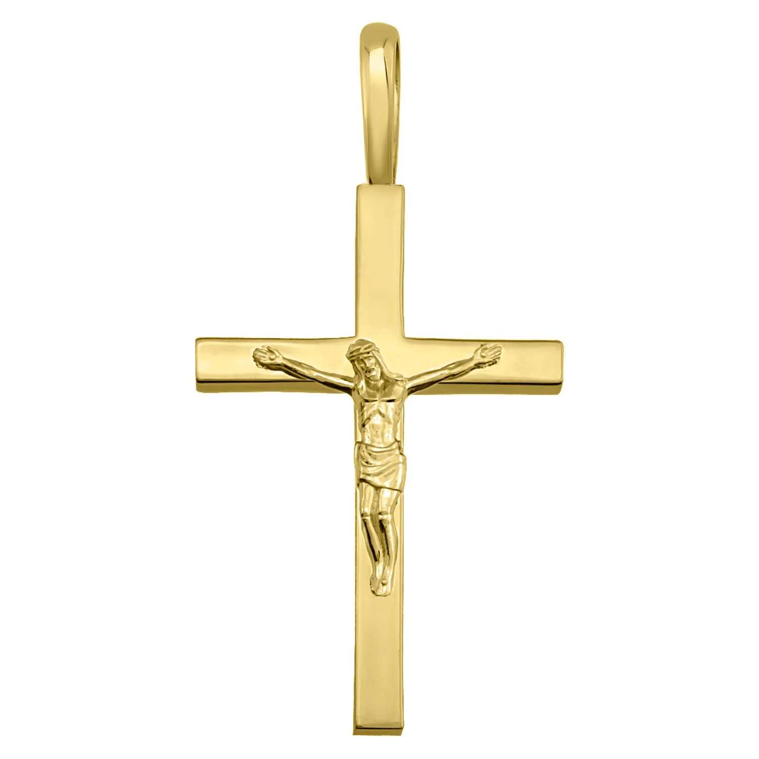 14k Yellow Gold Traditional Crucifix Pendant - 5 Sizes