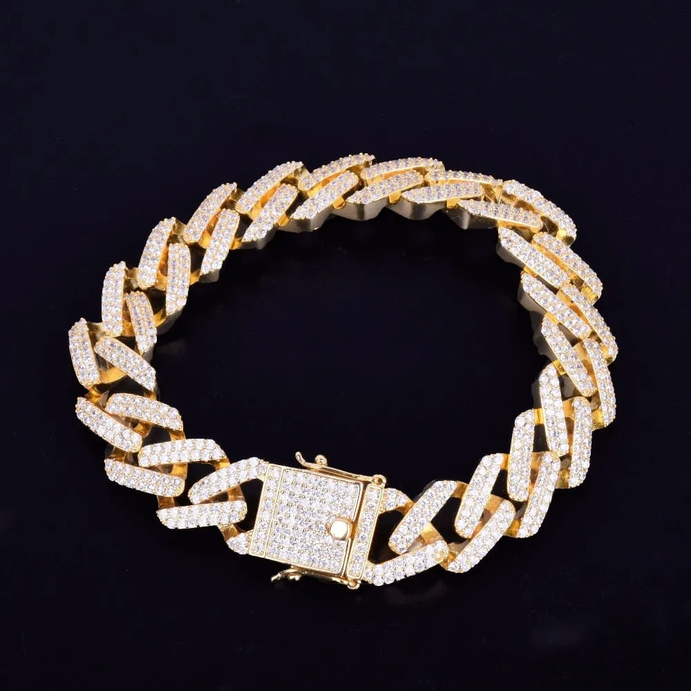 14MM Miami Cuban Link Iced Out Diamond Necklace Bracelet Set