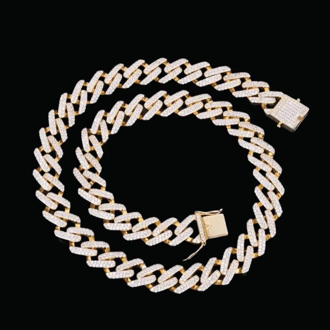 14MM Miami Cuban Link Iced Out Diamond Necklace Bracelet Set