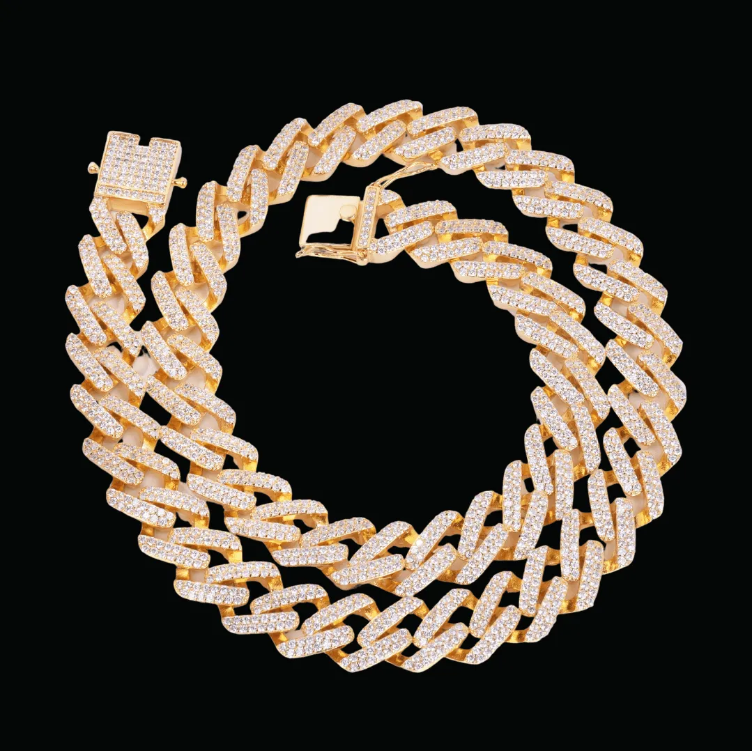 14MM Miami Cuban Link Iced Out Diamond Necklace Bracelet Set