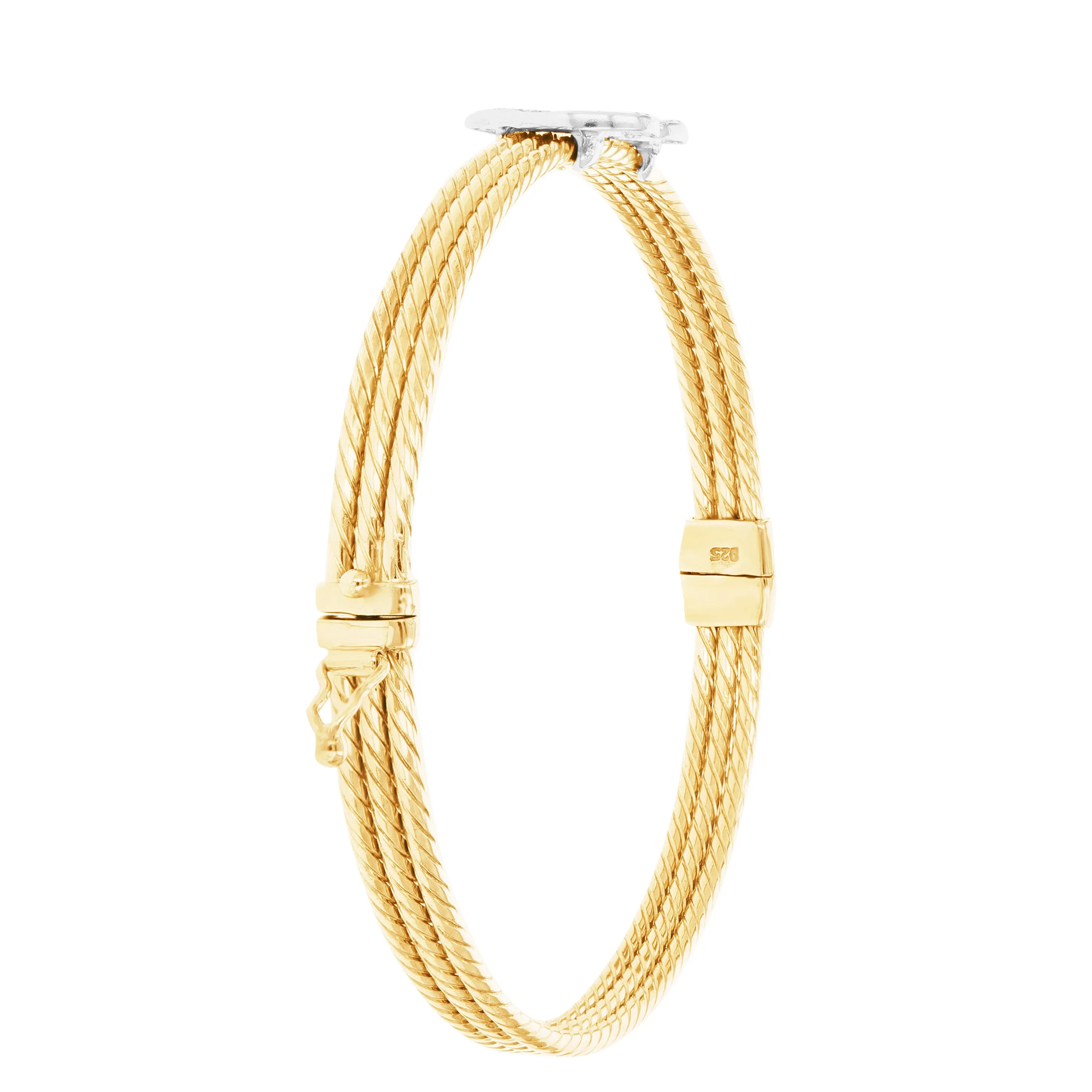 1/5 cttw Diamond Bangle Bracelets in Yellow Gold Plated Silver