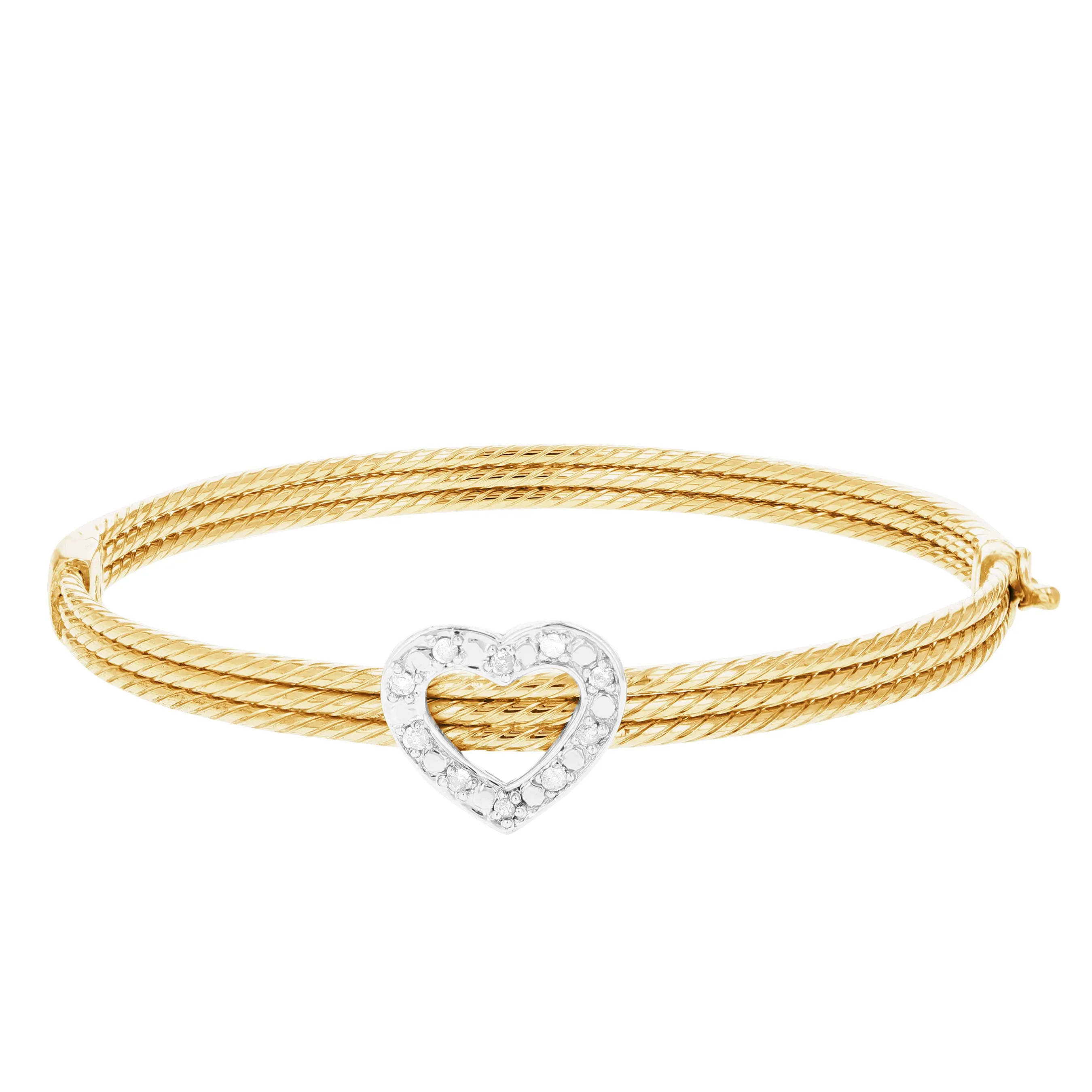 1/5 cttw Diamond Bangle Bracelets in Yellow Gold Plated Silver