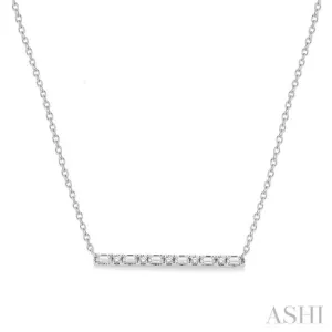 1/6 Ctw Baguette and Round Cut Diamond Petite Bar Necklace in 10K White Gold