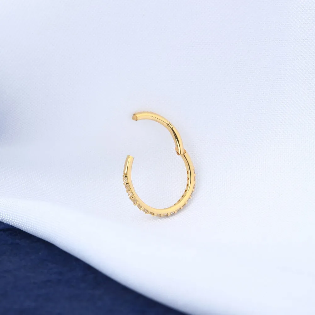 16G Gold Daith Jewelry CZ 14k gold conch hoop