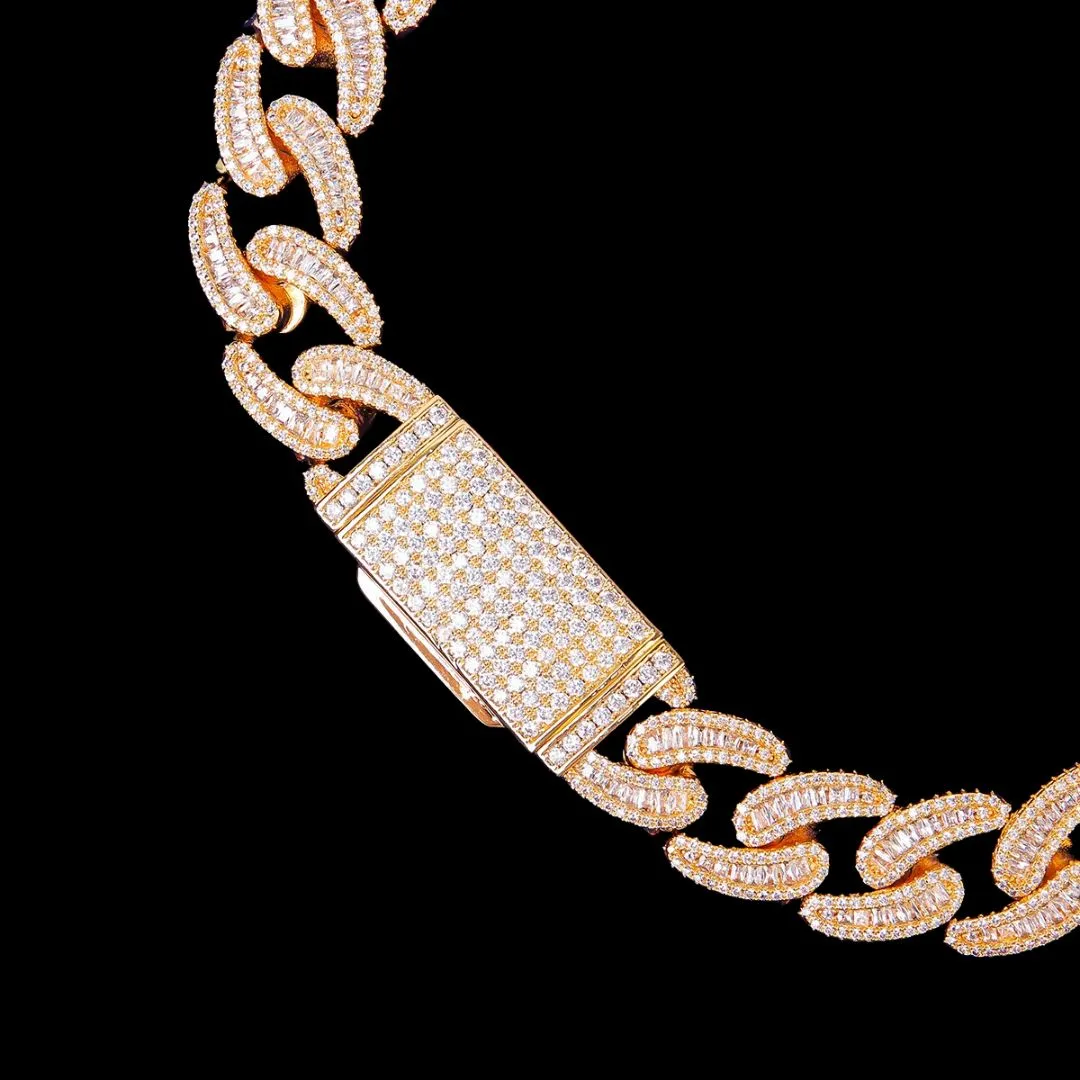 18MM Baguette and Tennis Iced Out Diamond Necklace Bracelet Set