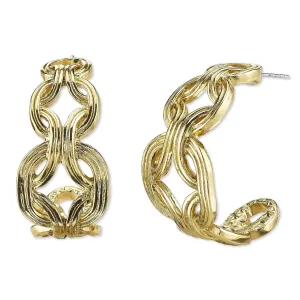 2028 Jewelry Gold intertwining Link Hoop Earrings