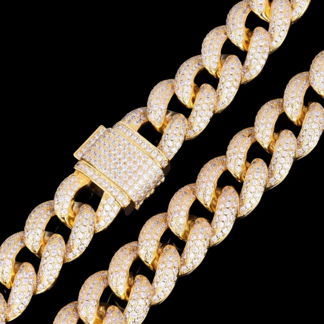 20MM Prong Baguette Iced Out Diamond Necklace Bracelet Set