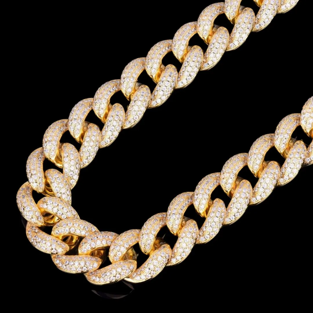 20MM Prong Baguette Iced Out Diamond Necklace Bracelet Set